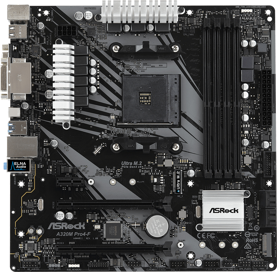 

Материнская плата ASRock A320M Pro4-F (sAM4, AMD A320, PCI-Ex16)
