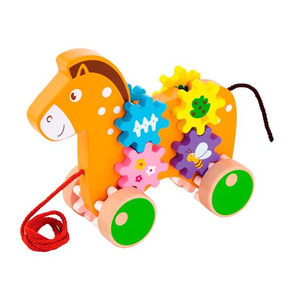 

Дерев'яна каталка Viga Toys Коник із шестерінками (50976)