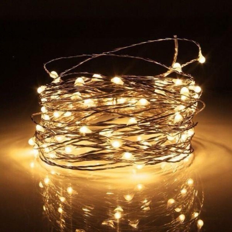 

Гирлянда светодиодная роса на батарейках 10 м, 100 LED (Желтый) DTMA