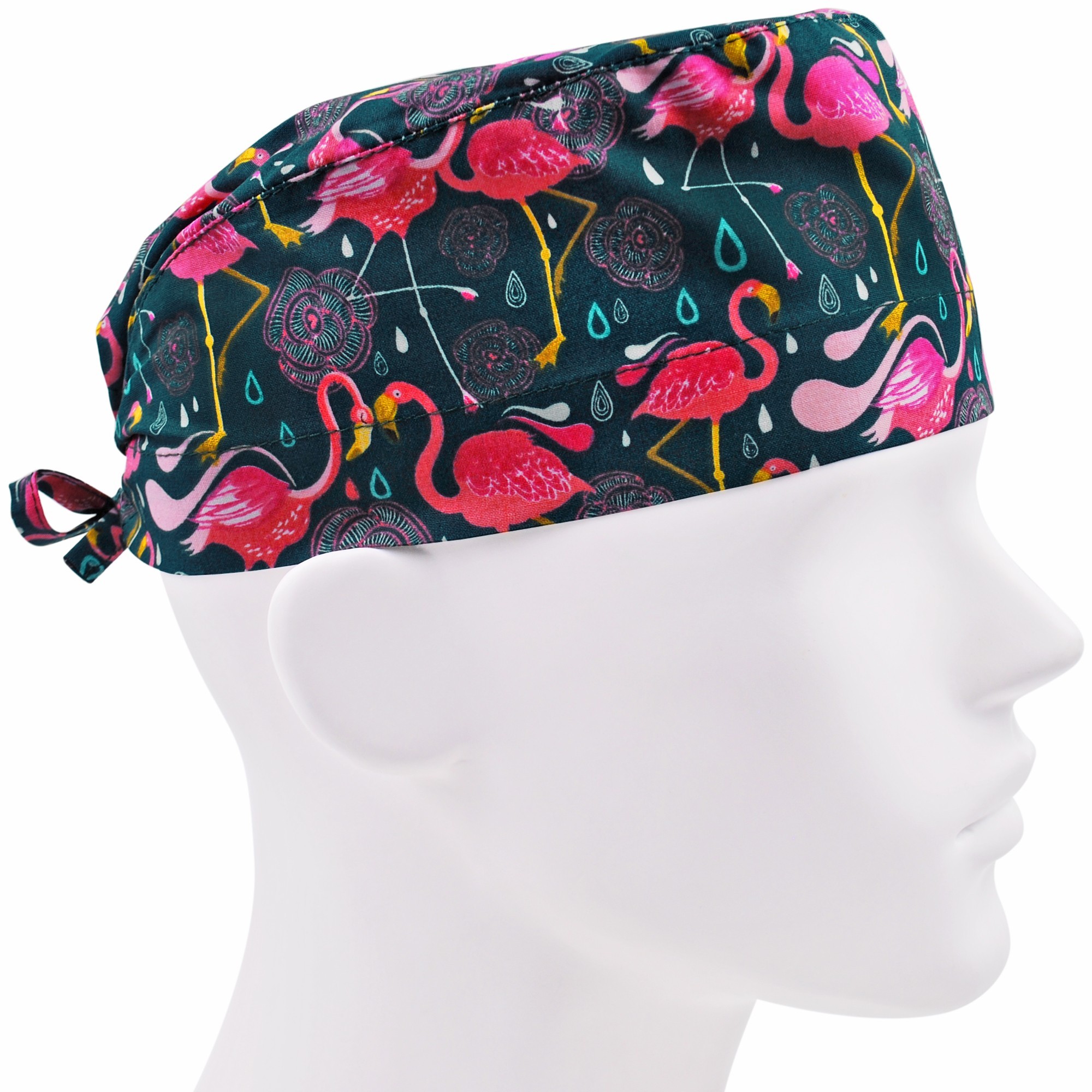 

Медицинская шапочка мужская FloralScrubs универсальная принт фламинго