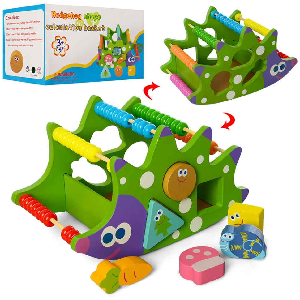 

Деревянная игрушка Сортер MD 2597 ежик 21см, фигурки, счеты