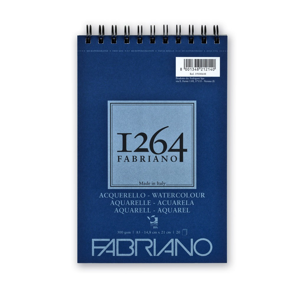 

Альбом на спирали для акварели А5 300г/ м2 20листов СР 25% хлопка 1264 Fabriano, 19100648