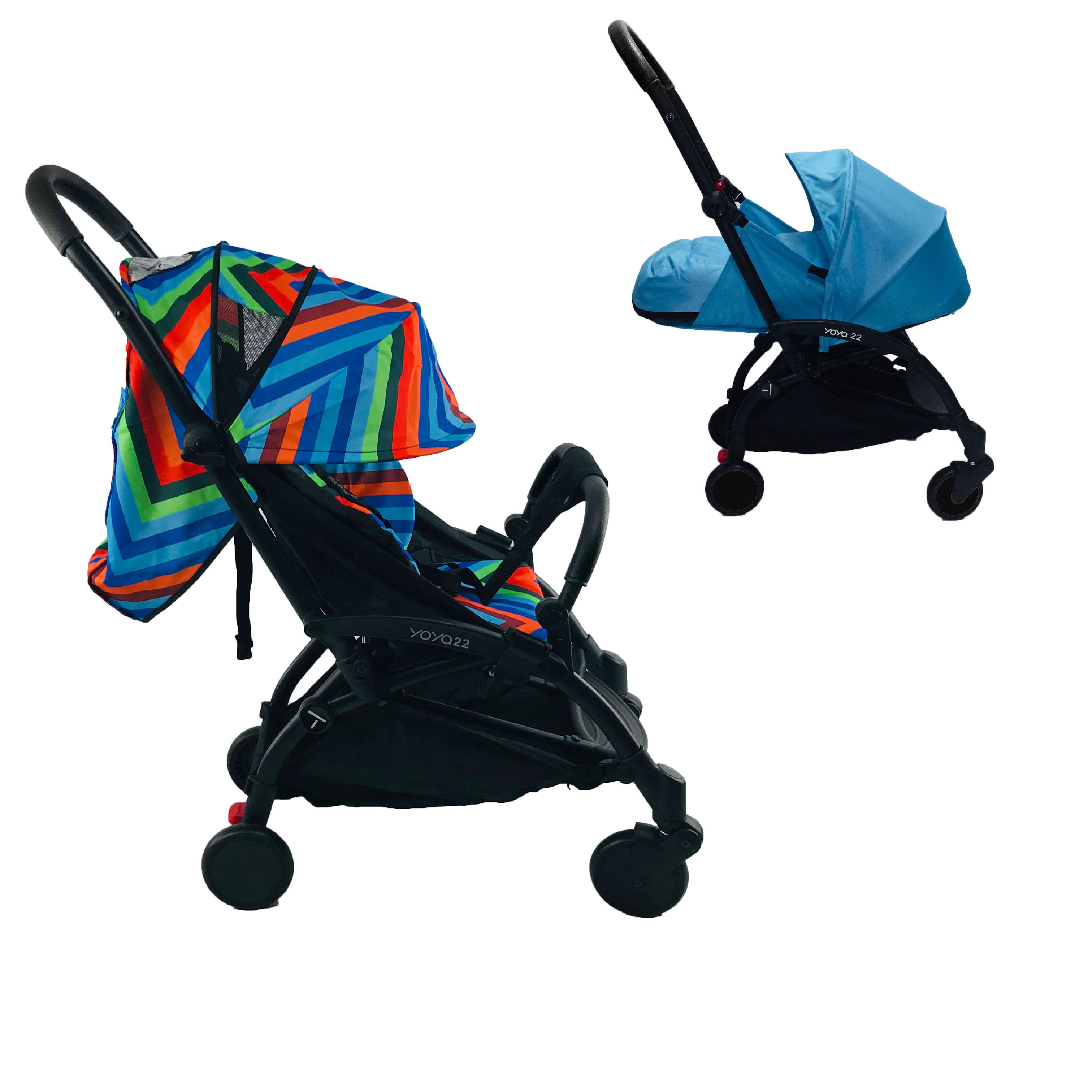 

Коляска 2в1 Yoya 175 А+ 2022 с Большим дождевиком Синяя с голубым Blue colorful с люлькой Голубой на черной раме