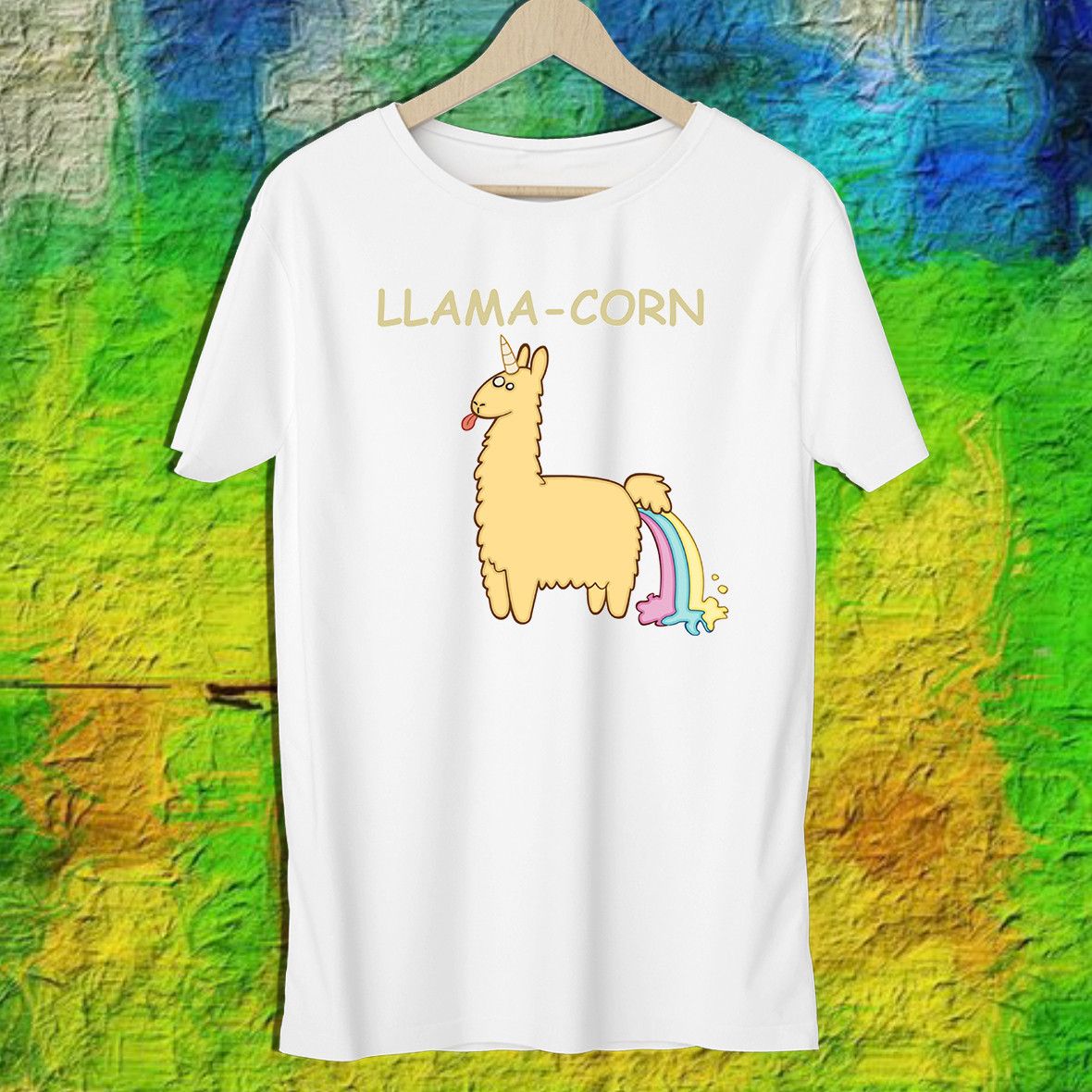 

Мужская футболка с принтом Альпака "Llama-corn" Push IT XXXL, Белый