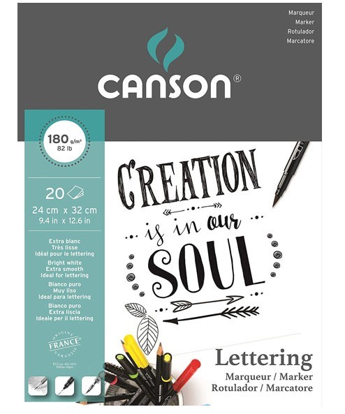 

Блок бумаги Canson Lettering, гладкая бумага для каллиграфии и леттеринга 180 гр, 24х32см, 20 л.