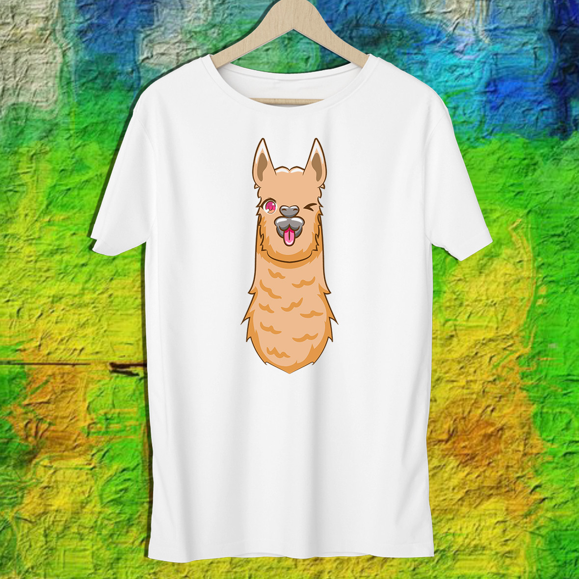 

Мужская футболка с принтом Альпака "Подмигивает" Push IT , Белый, Мужская футболка с принтом Альпака "Подмигивает" Push IT S, Белый