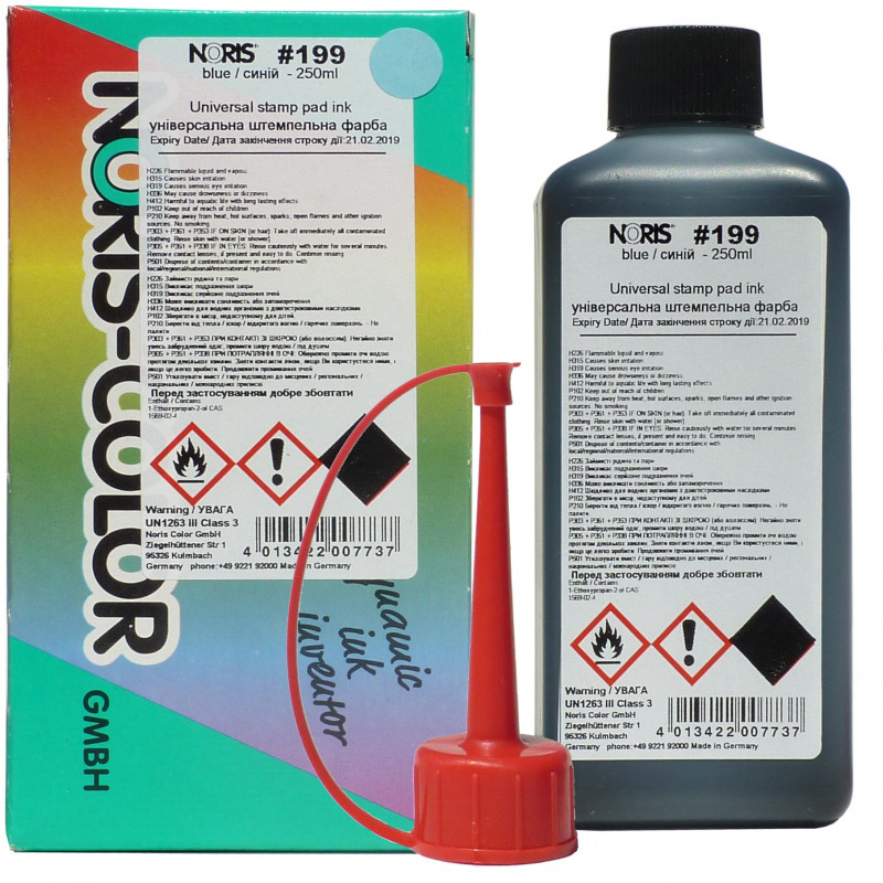 

Быстросохнущая штемпельная краска на спиртовой основе Noris 250 мл синяя (199 DB 250 син)