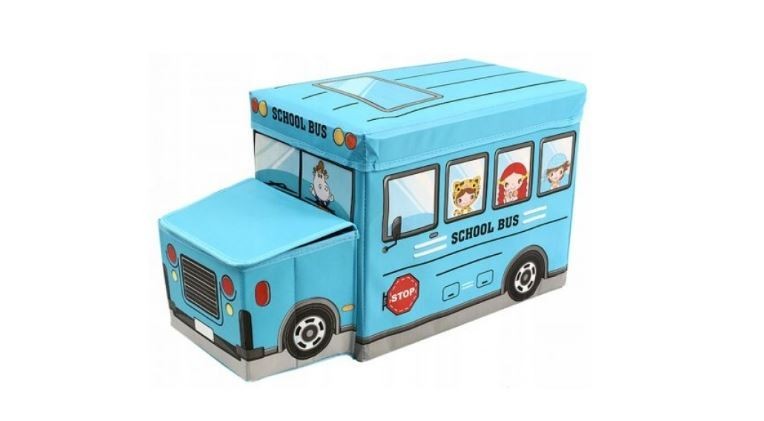 

Ящик для игрушек BBMTOYS Корзина-пуф школьный автобус, голубой BT-TB-0011