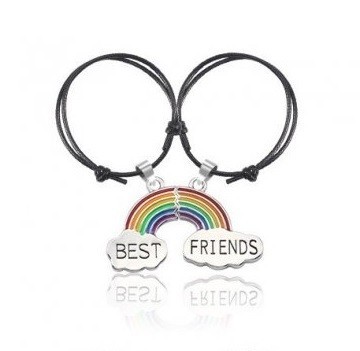 

Браслеты парные кулоны для друзей Радуга - best friends BF для двоих друзей на веревках