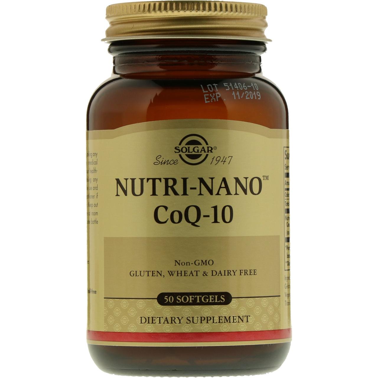 

Коэнзим Q10 SOLGAR "Nutri-Nano CoQ-10" убихинон, 30 мг (50 гелевых капсул)