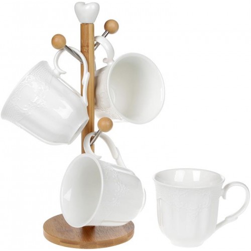 

Чайный набор Bona Ceram-Bamboo "Кружево" 4 кружки 330мл на деревянной стойке