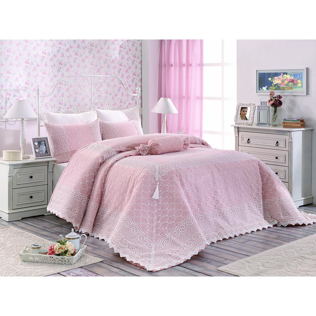 

Покрывало c кружевом 270х265 см розовое Yagmur Evelina Arya AR-TR1006886-pink