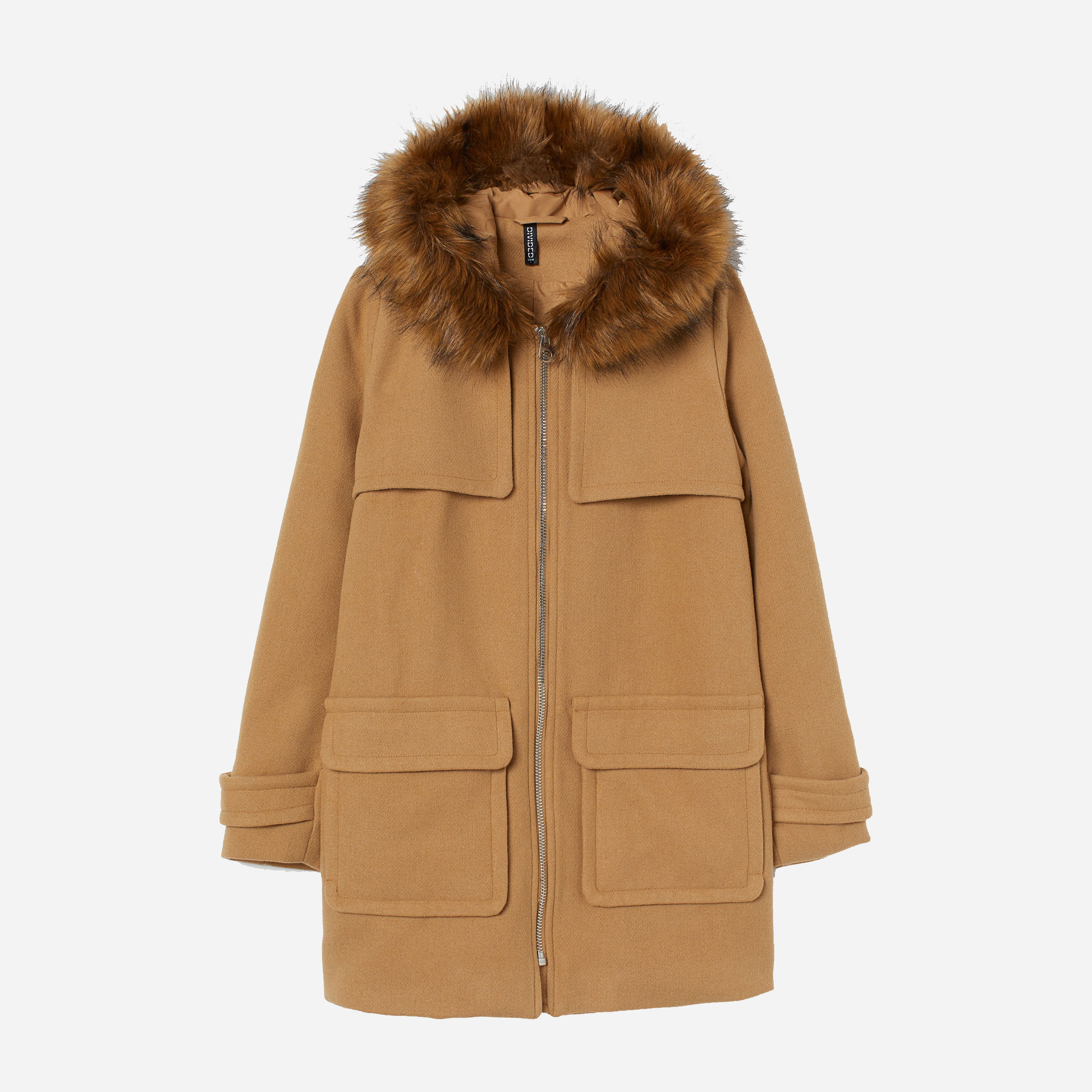 Акція на Пальто зимове з капюшоном жіноче H&M 7604580 36 Бежеве від Rozetka