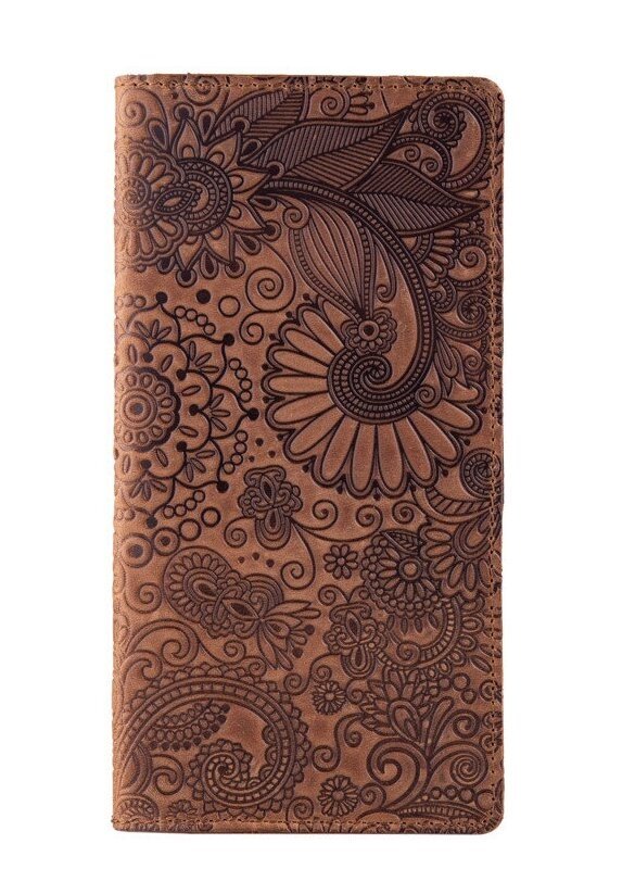 

Кожаный бумажник Hi Art WP-02 Shabby Cumaru Mehendi Art Коричневый