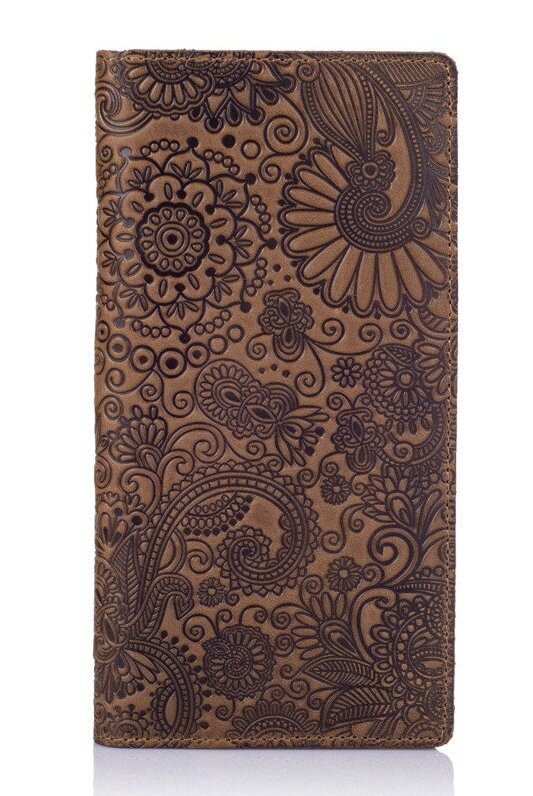 

Кожаный бумажник Hi Art WP-05 Mehendi Art оливковый Оливковый