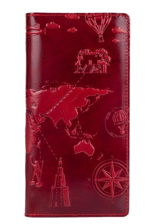 

Кожаное портмоне Hi Art WP-02 Crystal Red 7 wonders of the world Красный
