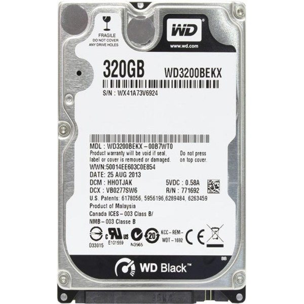 

HDD 2.5" SATA 320GB WD Black 7200rpm 16MB (WD3200BEKX) Refurbished