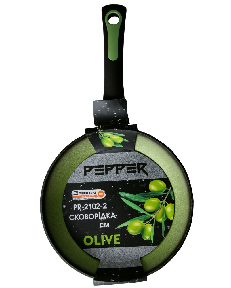 

Сковорода 28 см PEPPER Megastone OLIVE антипригарная