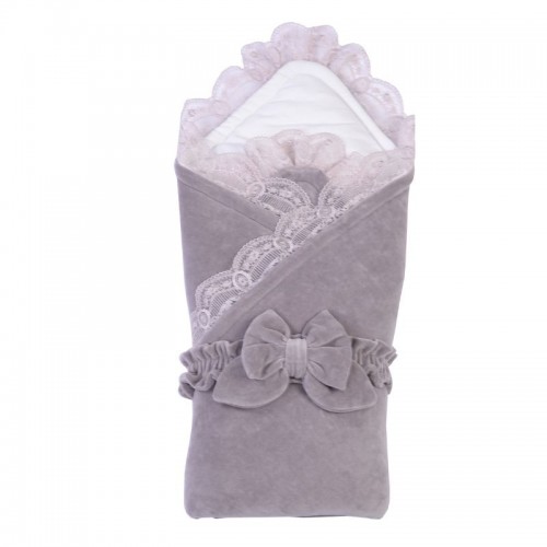 

Конверт-одеяло для новорожденных Baby Veres Velour lace taup grey 80х80 см