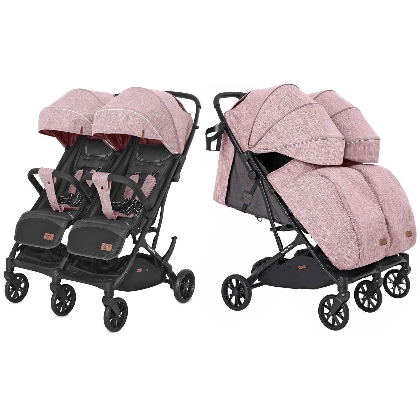 

Коляска прогулочная для двойни CARRELLO Presto Duo CRL-5506 Cherry Pink +дождевик