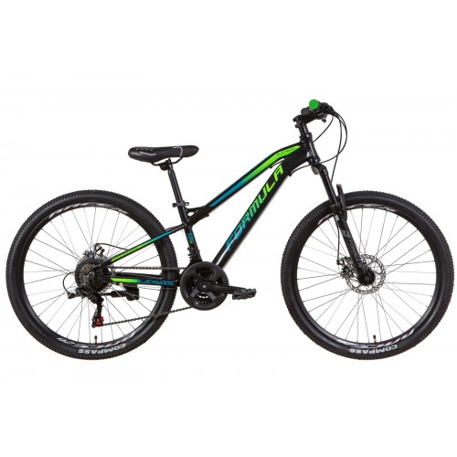 

Велосипед AL FORMULA BLACKWOOD AM DD 26" 13" 2021 Черно-зеленый с синим