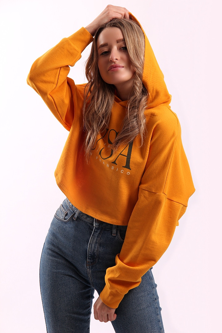 

Толстовка женская укороченная H&M L горчичная (712)