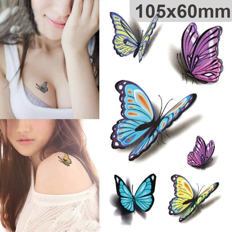 

Butterfly временное Flash тату Бабочка татуировки-наклейки 6 шт temporary tattoo