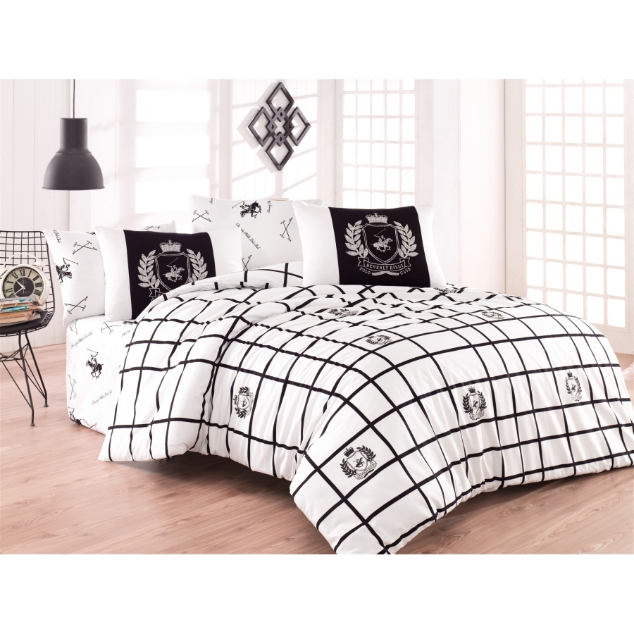 

Постельное белье Beverly Hills Polo Club ранфорс - BHPC 028 Black Евро