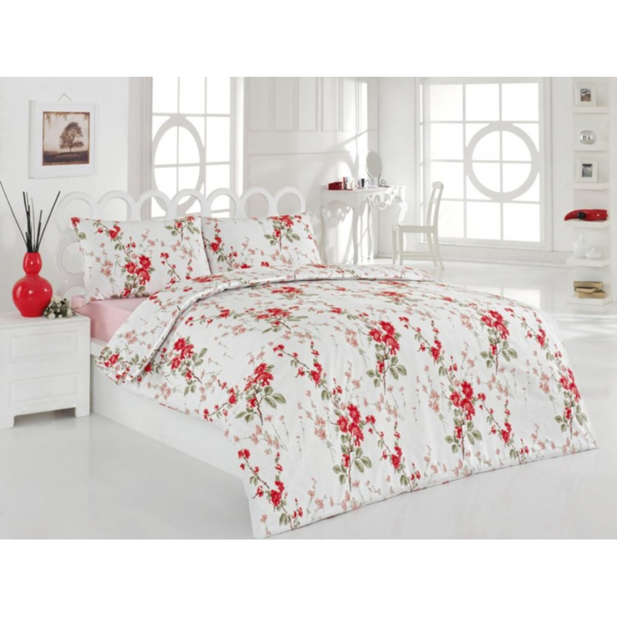 

Постельное белье Weekend - Nevbahar красное ранфорс полуторное