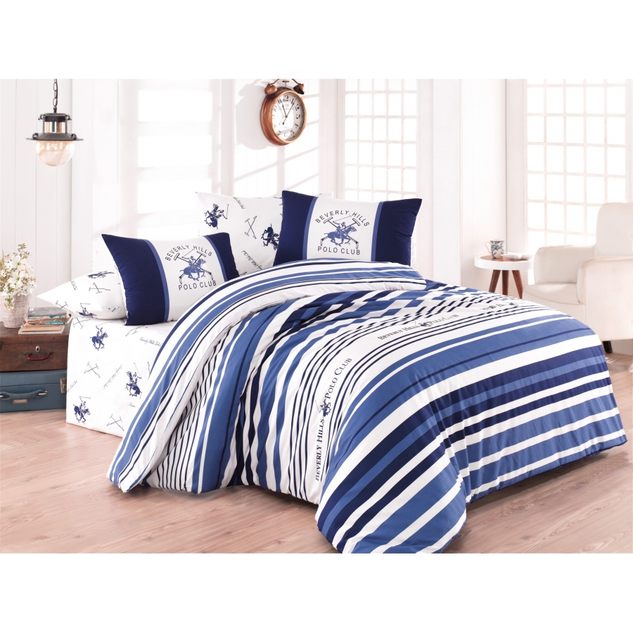 

Постельное белье Beverly Hills Polo Club ранфорс - BHPC 029 Blue Евро