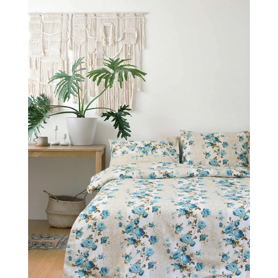 

Постельное белье Iris Home Ranforce - Agnes бирюзовый полуторный