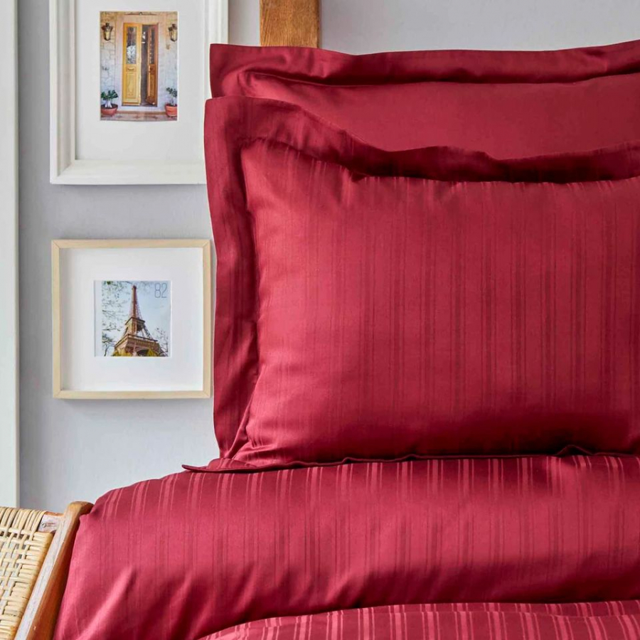 

Постельное белье Karaca Home сатин - Charm bold bordo бордовый полуторный