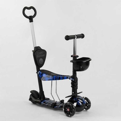 

Самокат-Беговел трехколесный 18496 Best Scooter, АБСТРАКЦИЯ 5в1 PU святящиеся колеса ЧГ