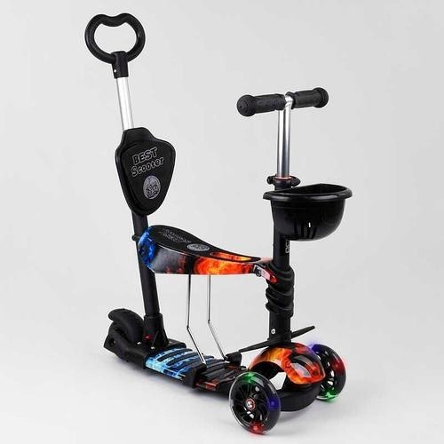 

Самокат-Беговел трехколесный 21700 Best Scooter, АБСТРАКЦИЯ 5в1 PU святящиеся колеса