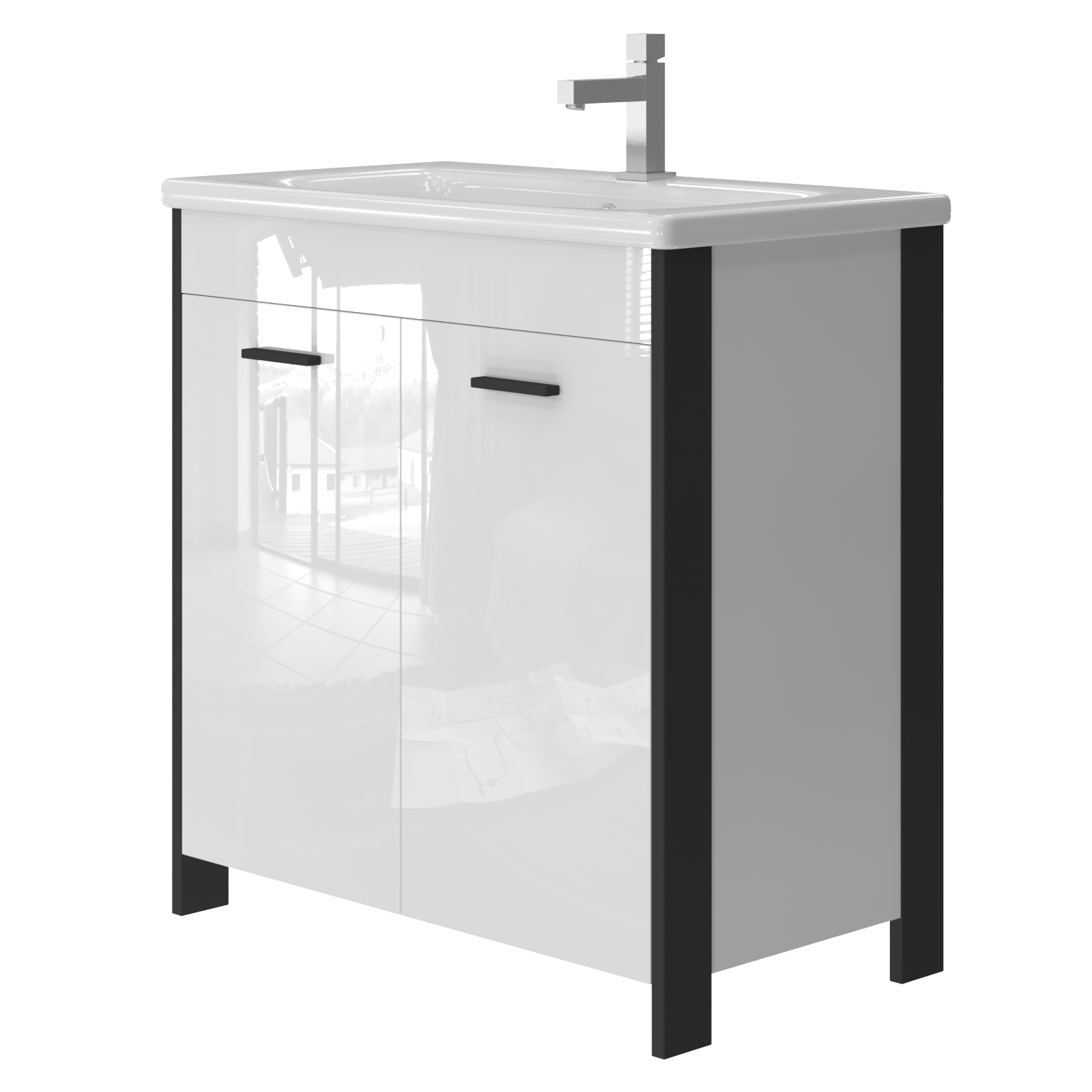 

Тумба JUVENTA Brooklyn Br-80 черная с умывальником Soft-80 (91905)