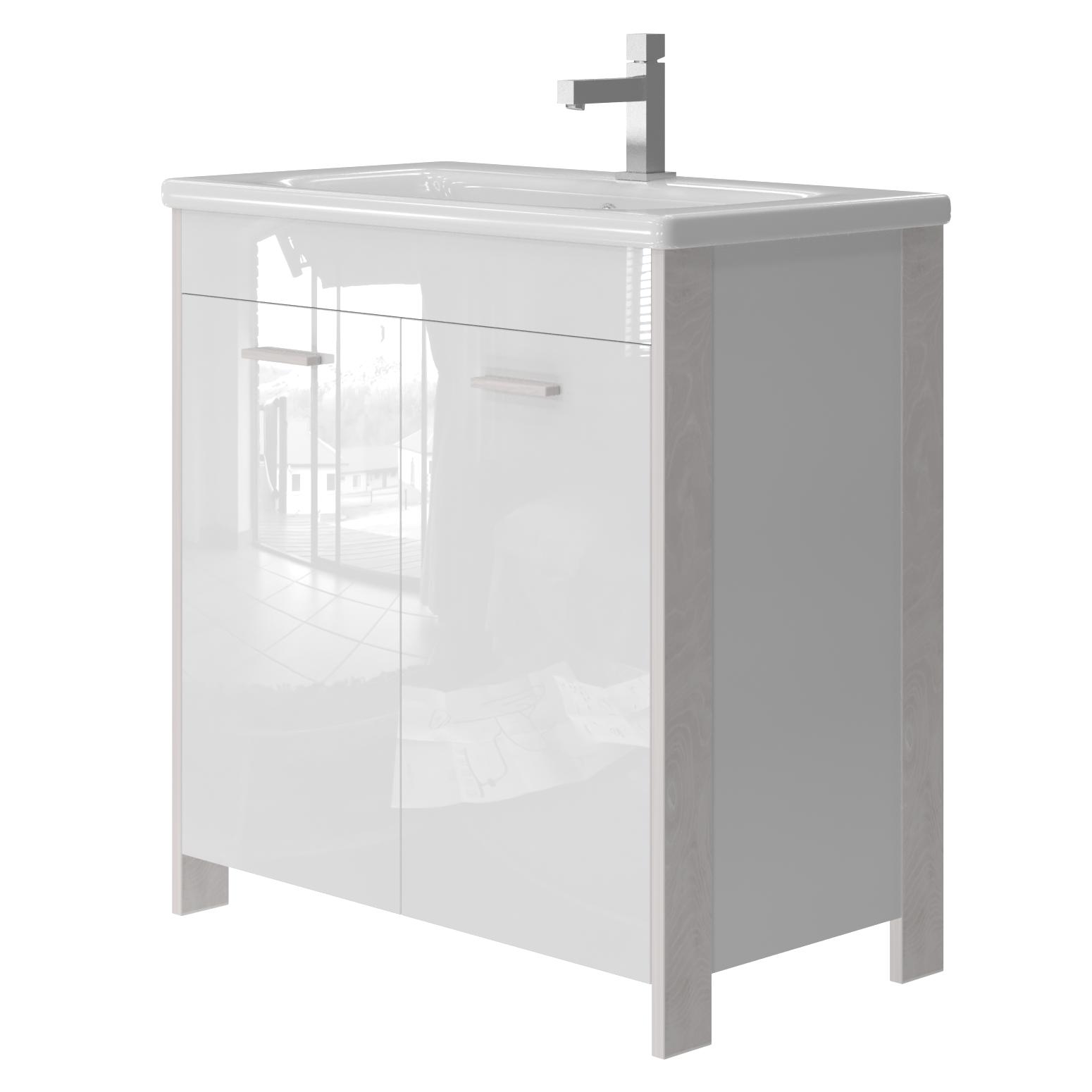 

Тумба JUVENTA Brooklyn Br-80 белая с умывальником Soft-80 (91904)