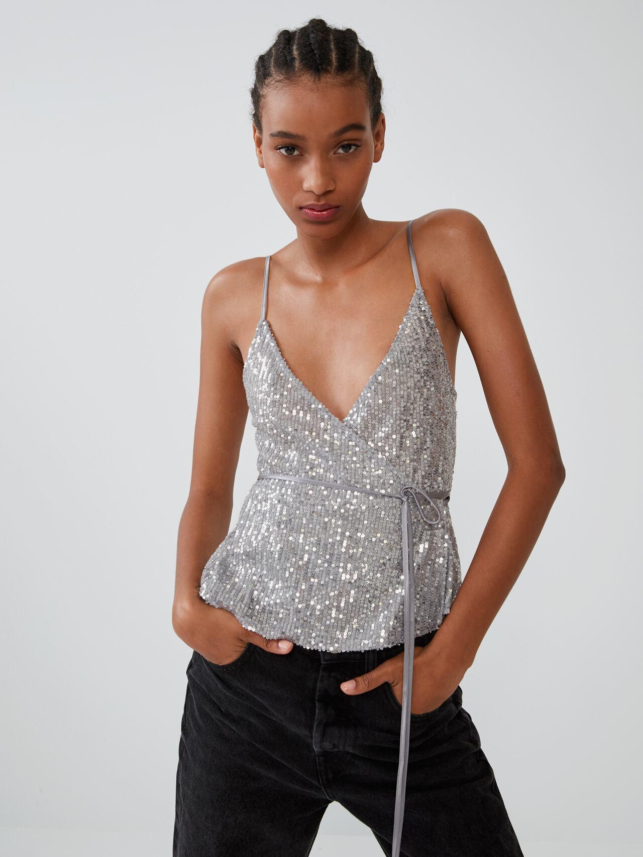 

Топ Zara XAZ230677GYZY  Серебристый, Топ Zara XAZ230677GYZY M Серебристый