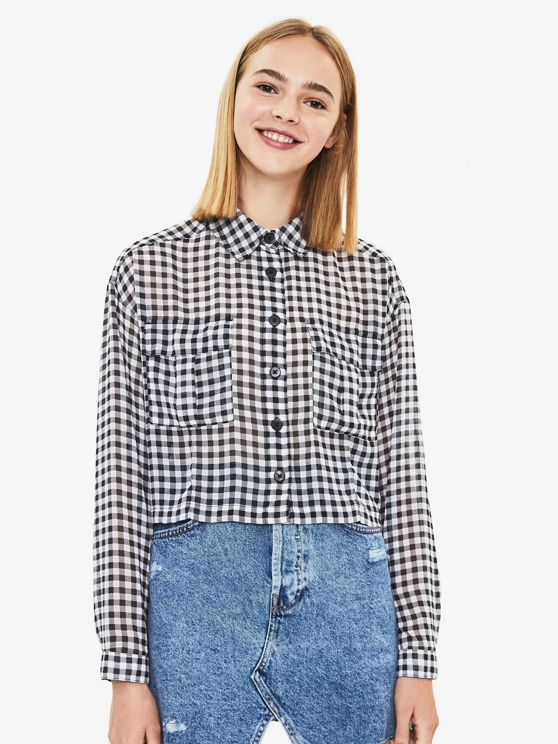 

Блузка Bershka XAZ237985QJBK  Черная с белым, Блузка Bershka XAZ237985QJBK L Черная с белым