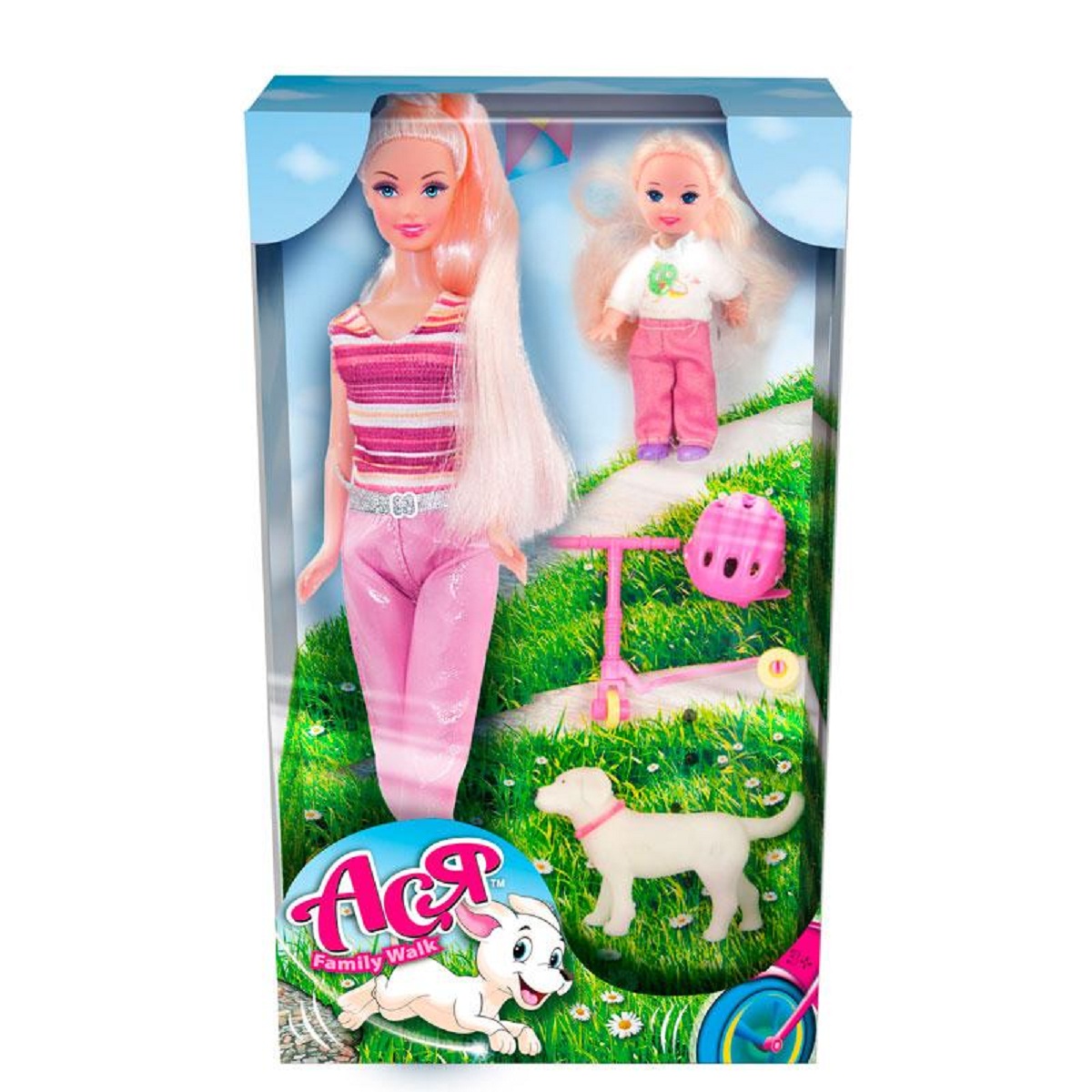 

Кукла Ася Toys Lab Семейная прогулка Кукла с дочкой и собачкой 35085