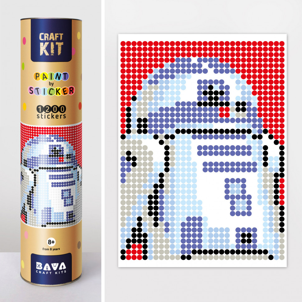 

Картина по номерам стикерами в тубусе "Робот синий" (R2D2) , 1200 стикеров 1876, 33х48 см