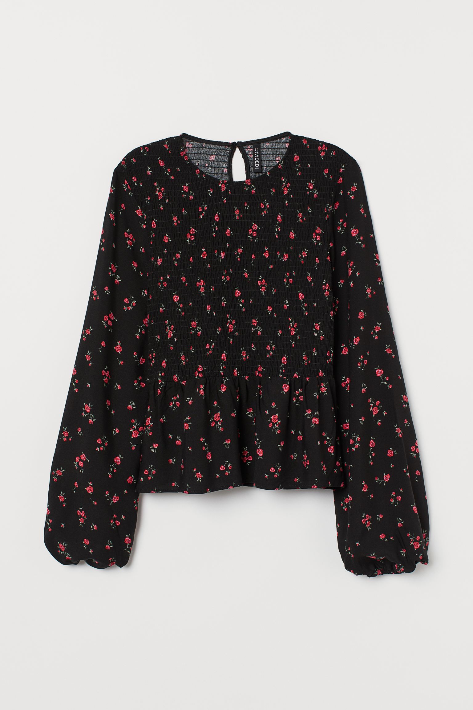 

Блуза H&M 44 черный цветы 19128285331