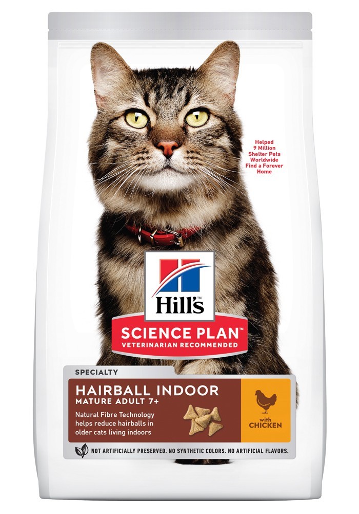 

Сухой корм для пожилых кошек старше 7 лет Hill's Science Plan Feline Mature Adult 7+ Hairball & Indoor с курицей - 1,5 кг (604490) (52742761008)