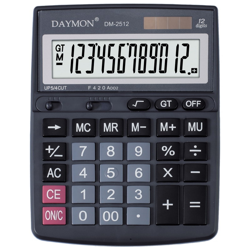 

Калькулятор бухгалтерский Daymon 193х143х27 мм 12 разрядный черный (DM 2512)