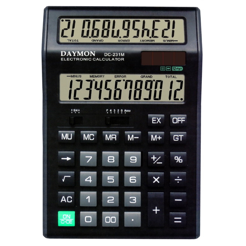 

Калькулятор с двумя дисплеями Daymon 222х135х30 мм 12 разрядный (DC-231M)