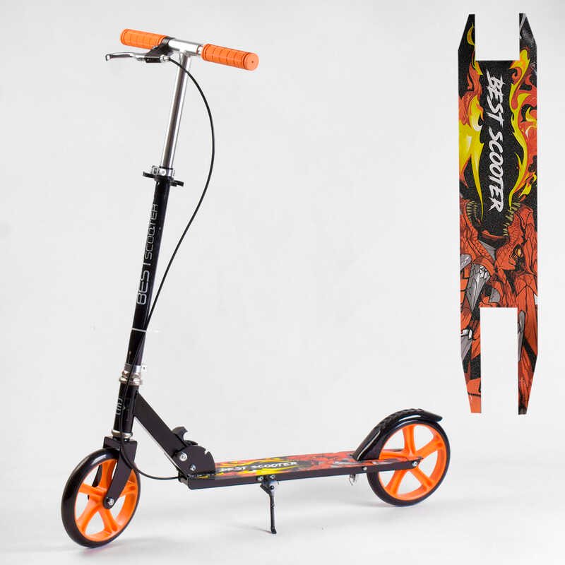 

Детский самокат двухколесный 94621 "Best Scooter" с ручным тормозом, колеса PU, d=20см, грипсы резиновые, длина доски 52см, ширина деки 10см