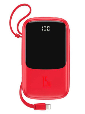 

Портативная батарея Baseus Q pow Digital Display 3A Power Bank 10000mAh With IP Cable Red PPQD-B09