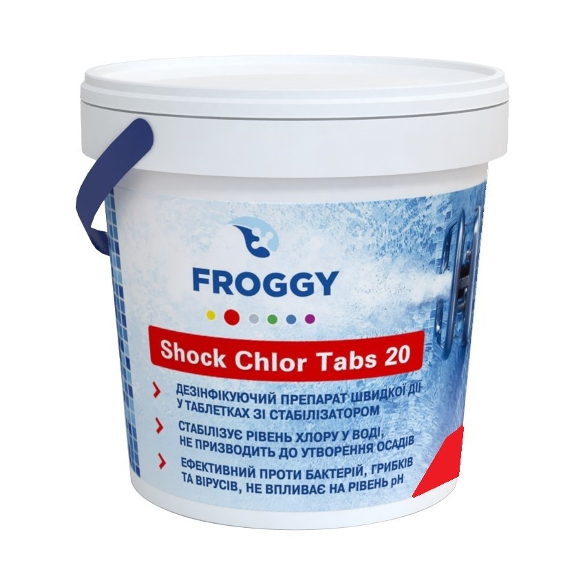 

Дезинфектант на основе хлора быстрого действия Froggy Shock Chlor Tabs 20 в таблетках 50 кг