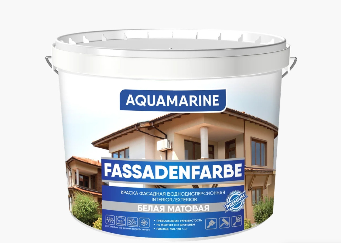 

Краска фасадная воднодисперсионная Поликолор Корабельная Aquamarine 14 кг белая