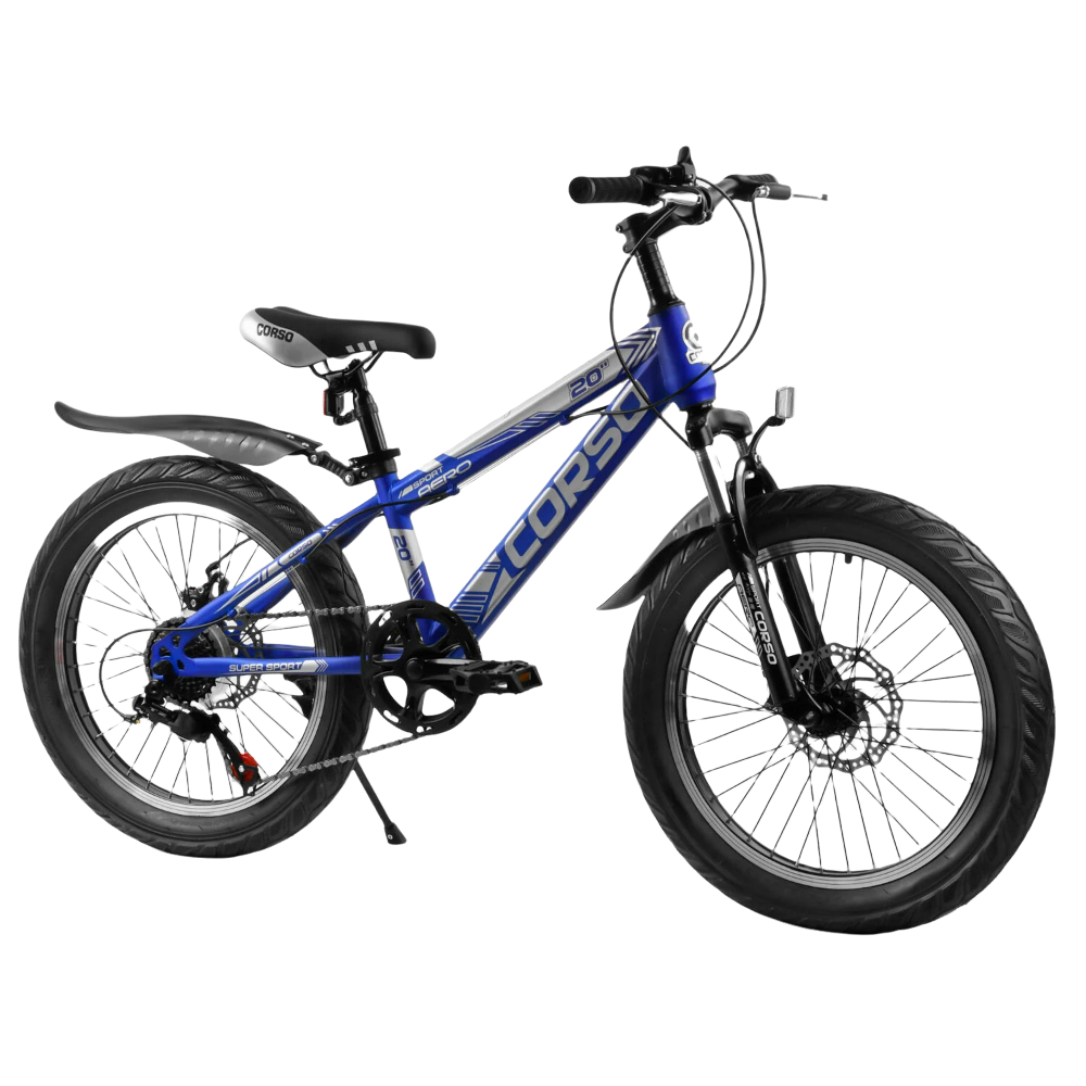 

Велосипед двухколесный детский с дисковыми тормозами Corso Aero 20 дюймов Синий