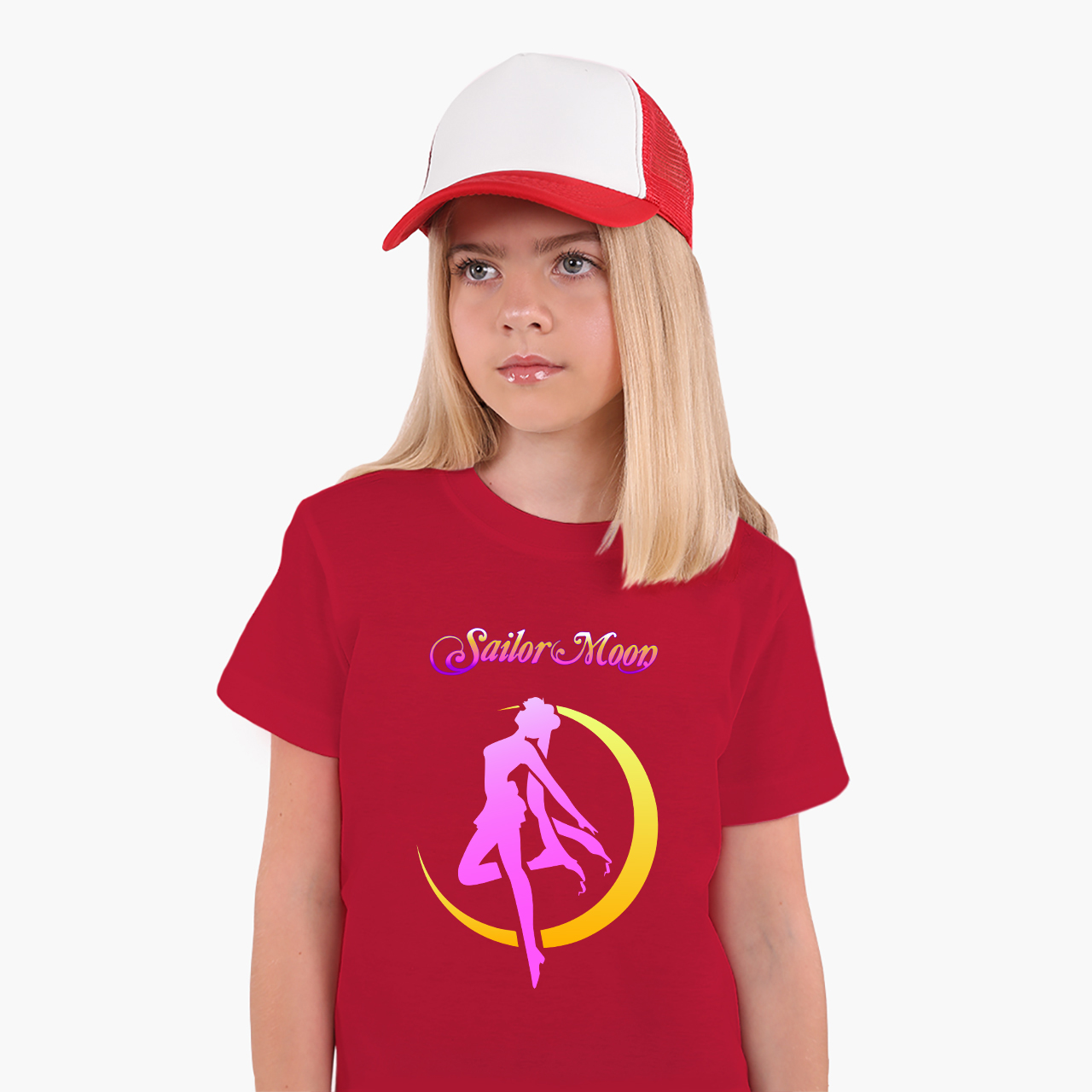 

Детская футболка для девочек Сейлор Мун (Sailor Moon) (25186-2658-5) 146-152 см Хлопок Красный